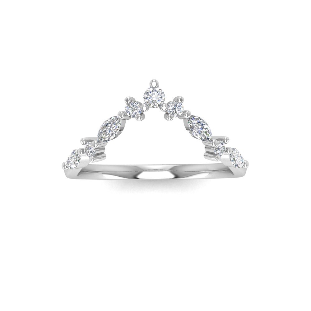 Alternating Round and Marquise Moissanite Curved Ring