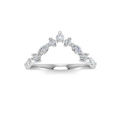Alternating Round and Marquise Moissanite Curved Ring