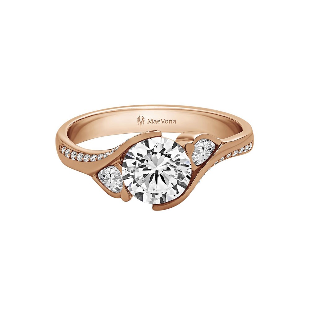 1 Ct Round Colorless Lab Diamond Poppy Pave Engagement Ring