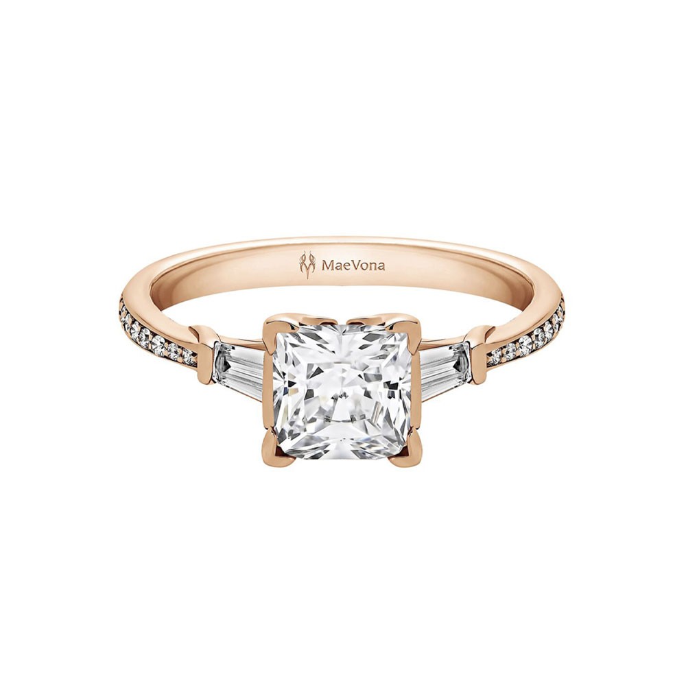 2 Ct Princess Moissanite Torsa Pav?Three Stone Engagement Ring