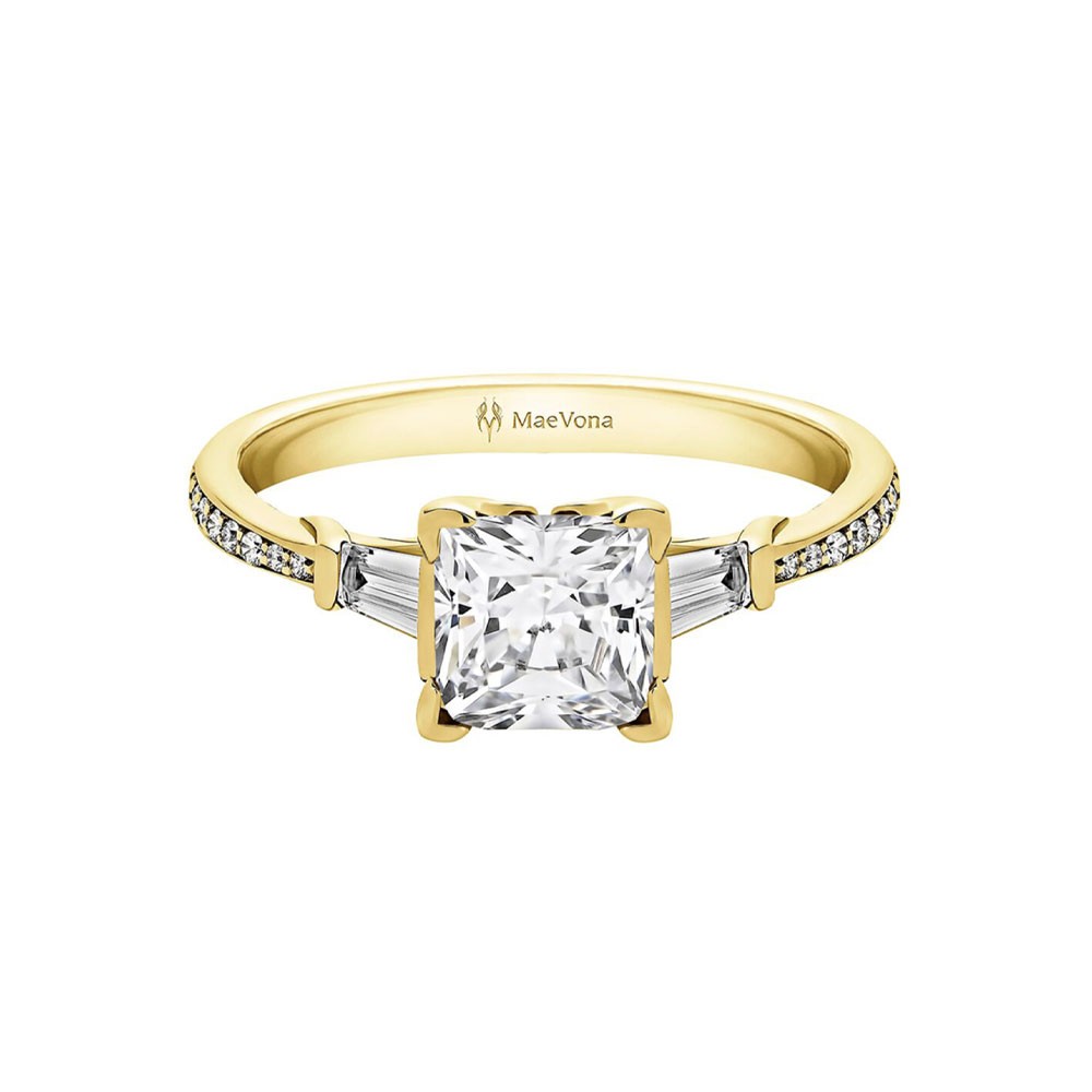 2 Ct Princess Colorless Lab Diamond Torsa Pavé Three Stone Engagement Ring