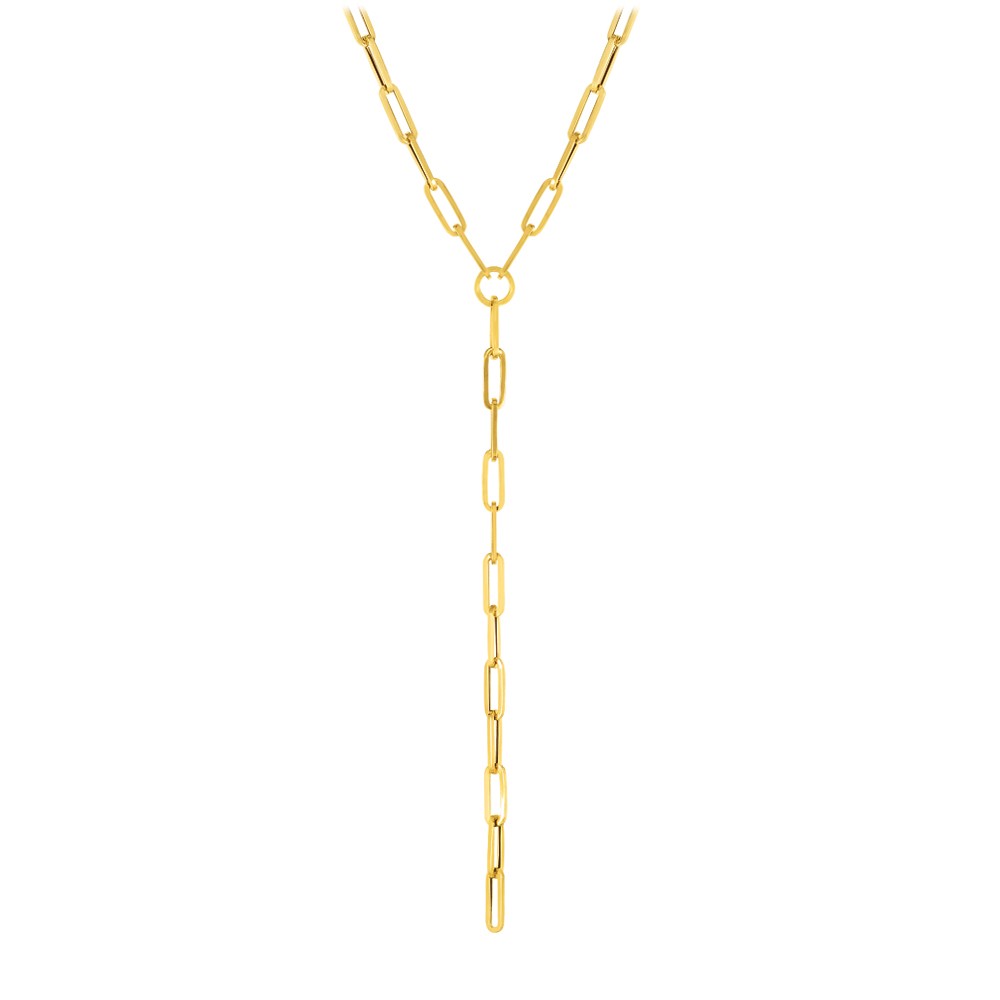 Gold Paperclip Lariat Y-Necklace