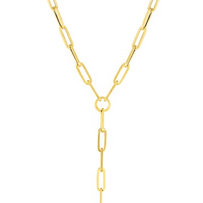 Gold Paperclip Lariat Y-Necklace