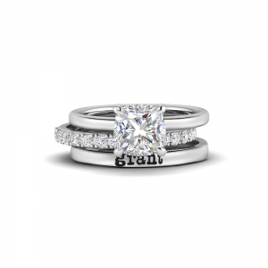 2.11 Ctw Cushion CZ Secret Halo Personalized Engagement Ring Stack