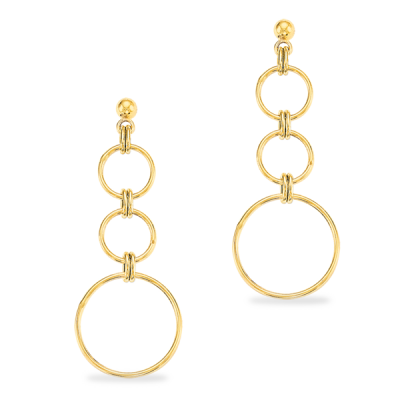 Gold Triple Hoop Drop Earrings
