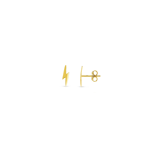 Gold Lightning Bolt Stud Earrings