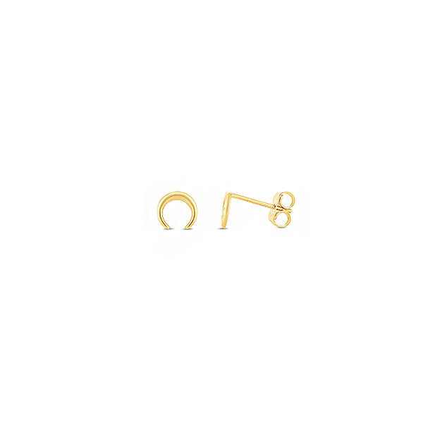 Gold Crescent Moon Stud Earrings
