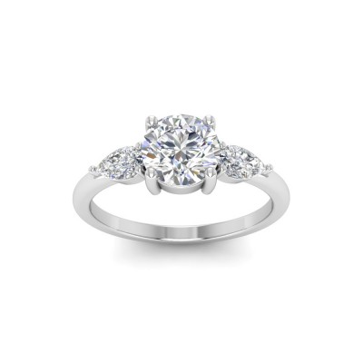1 Ct Moissanite & .40 Ctw Diamond Cherish Three Stone Engagement Ring
