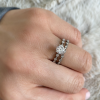 .75 Ct Round Moissanite & .25 Ctw Diamond Infinity Millgrain Bridal Set
