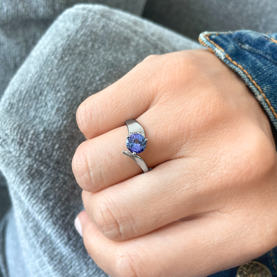 1 Ct Round Tanzanite & Diamond Bypass Ring