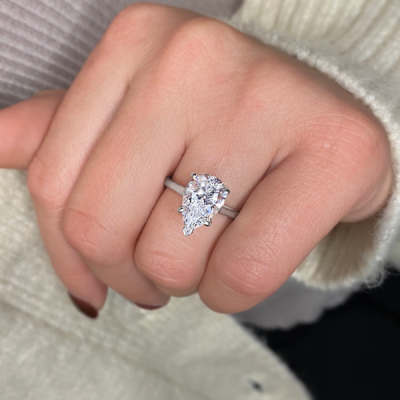 3 Ct Pear Moissanite Engagement Ring