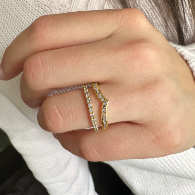 Moissanite Channel Set Chevron & Pavé Band Ring Jacket