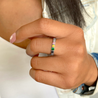 3 Stone Birthstone Ring