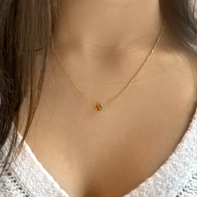 14K Gold & Blue Topaz Solitaire Necklace