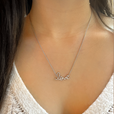 Small Love Script Necklace