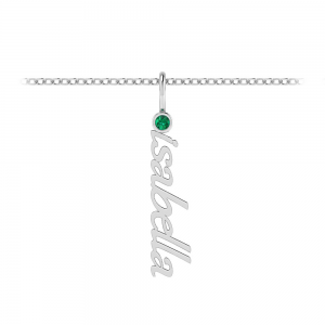 Vertical Birthstone Script Name Necklace