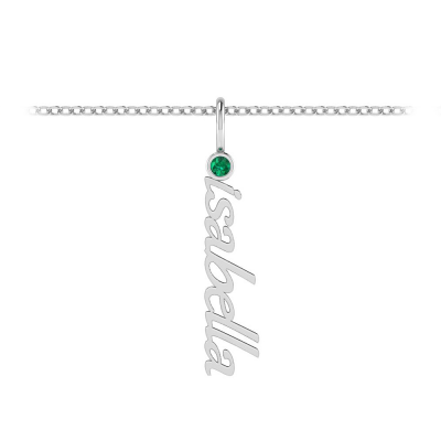 Vertical Birthstone Script Name Necklace