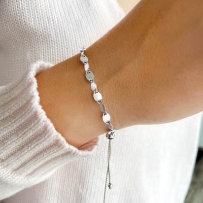 Silver Disc Chain Bolo Bracelet