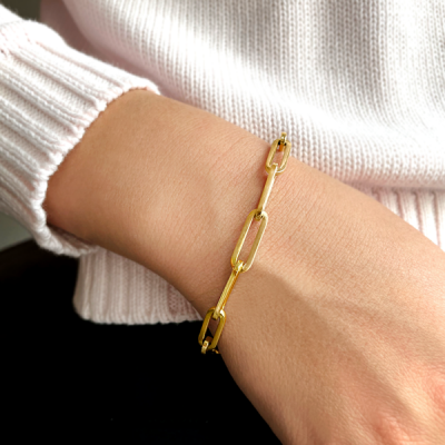 Large Gold Paperclip Bracelet