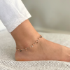 Rose & White Tone Dangle Disc & Stars Anklet