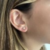 Gold CZ Flower Stud Earrings