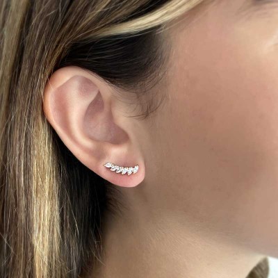 Gold CZ Marquise Ear Climber