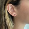 Gold Black Enamel Lightning Bolt Stud Earrings