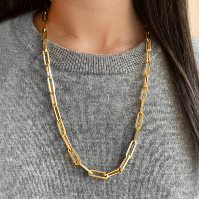 Large Gold Paperclip Necklace