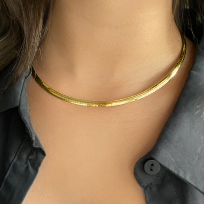 4mm Gold Classic Omega Necklace