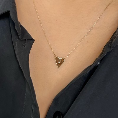 14K Gold & Diamond Heart Shape Necklace