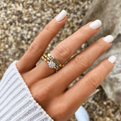 Moissanite Infinity Milgrain Personalized Engagement Ring Stack