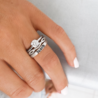 1 Ct Round Lab Diamond True Love Personalized Engagement Ring Stack