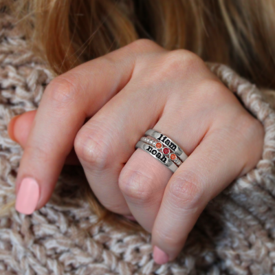 So Loved Birthstone Name Ring Stack