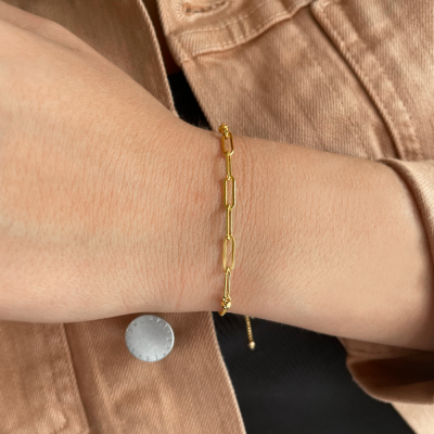 Gold Paperclip Bolo Bracelet