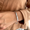 Silver Horizontal Bar Charm Paperclip Bracelet