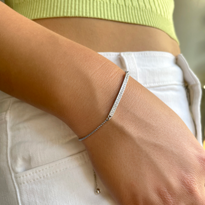 Pavé Horizontal Bar Friendship Bolo Bracelet 