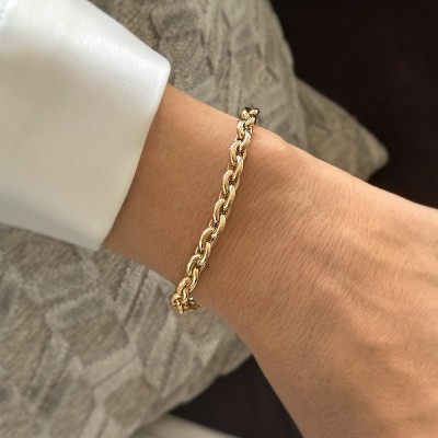 3.5mm Gold Rolo Link Chain Bracelet