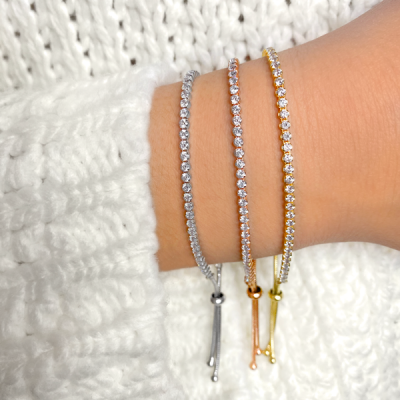 Silver CZ Bolo Tennis Bracelet