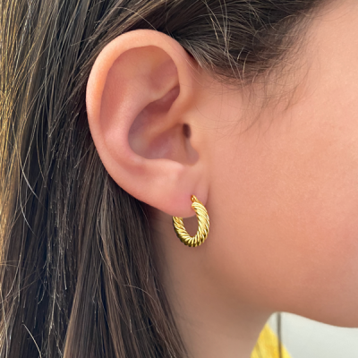 10mm Gold Croissant Hoop Earrings