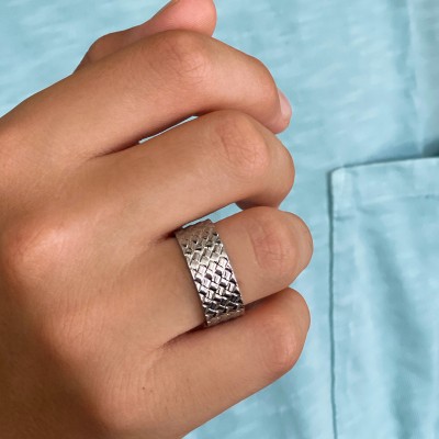 Basket Weave Wide Men's Ring