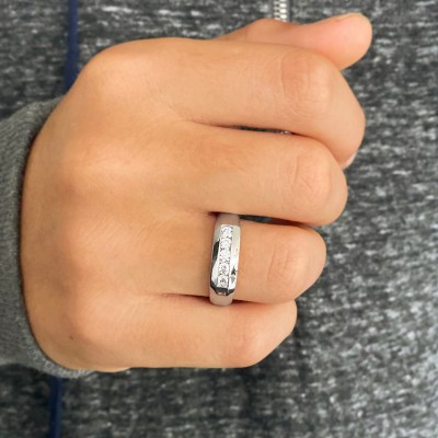 CZ Five Stone Channel Set Wedding Ring