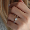 East West .50 Ct Pear Topaz Pavé Birthstone Ring