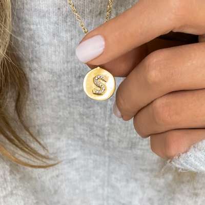 Diamond Pave Initial Charm A
