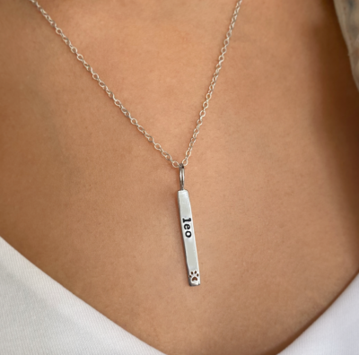 Personalized Paw Print Bar Charm