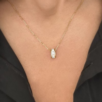 Channel Set Baguette Lab Diamond Birthstone Bead Charm