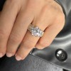 3.5 Ct Round Moissanite & 1.50 Ctw Lab Diamond Wide Band Engagement Ring