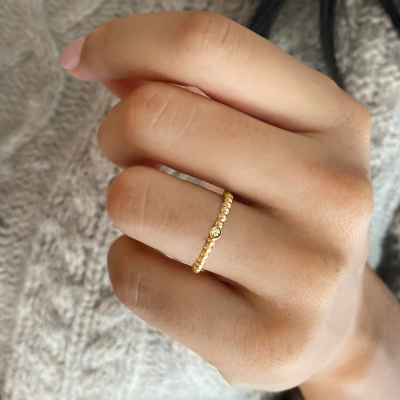 Single Moissanite Stackable Ring