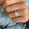 2 Ct Round Moissanite & .41 Ctw Diamond Pavé Halo Engagement Ring