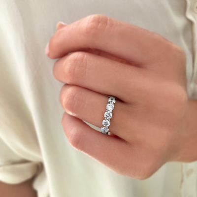 1 Ctw Round Moissanite Luxe Prong Set Wedding Band