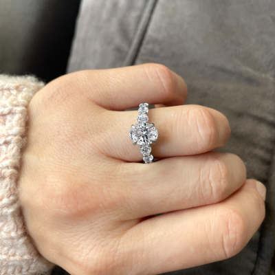 3.5 Ctw Oval Moissanite Classic Seven Stone Engagement Ring